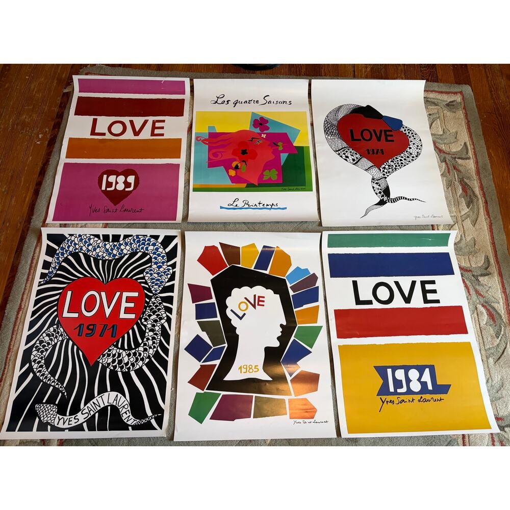 Lot 6 Yves Saint Laurent Poster Prints LOVE Years Le Printemps 17x23 YSL